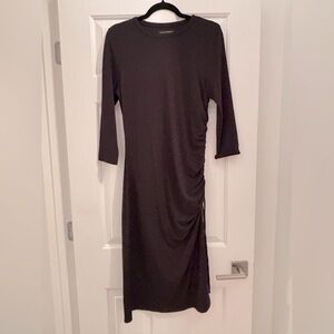 Banana Republic black 3/4 sleeve ruched dress - Medium Tall